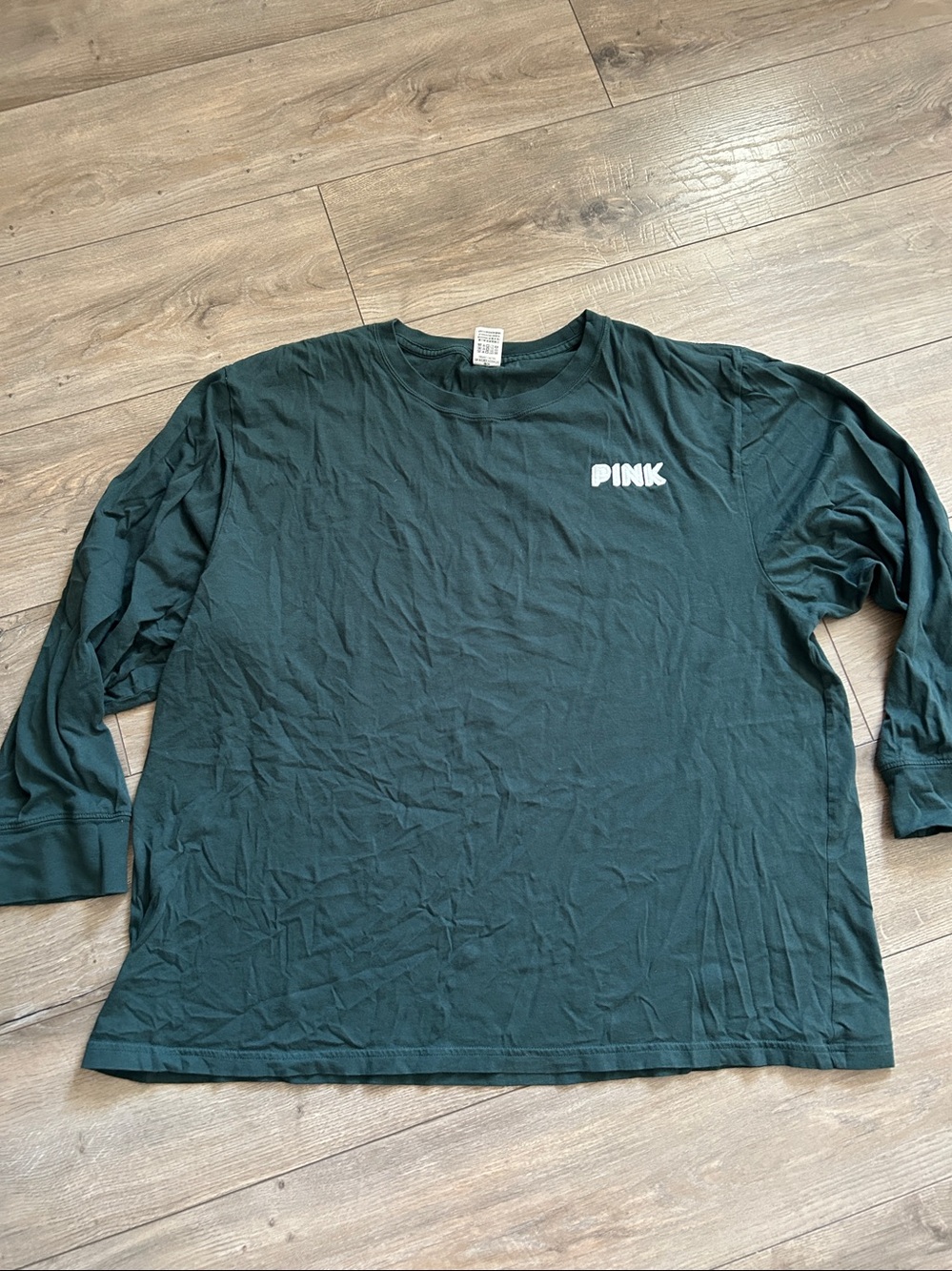 PINK Victoria's Secret Dark Teal Crewneck Tee; ‘Does This Come in Pink?’ - Picture 3 of 11